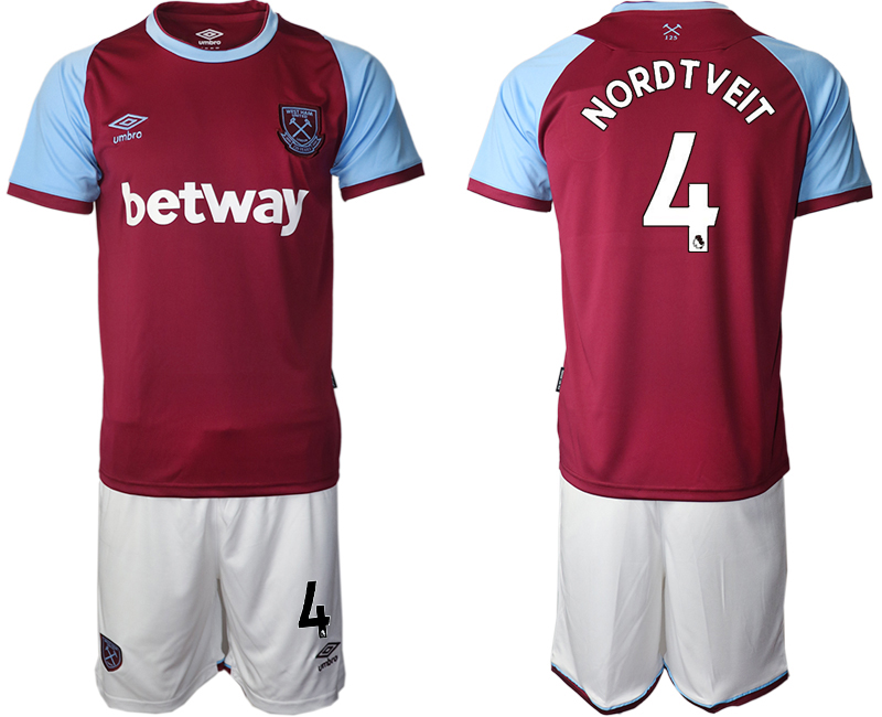Men 2020-2021 club West Ham United home #4 red Soccer Jerseys